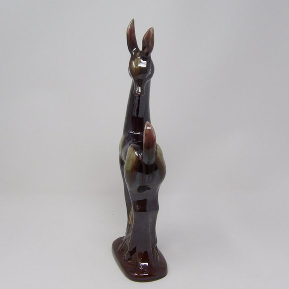 Vintage Tall Thin Art Deco Style Deer Figure Statue Brown Drip Glaze 12 3/4" H x - Picture 2 of 10